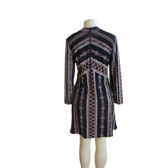 Free People Stella Mini Dress Black Geometric Long Sleeve S - Picture 5 of 7